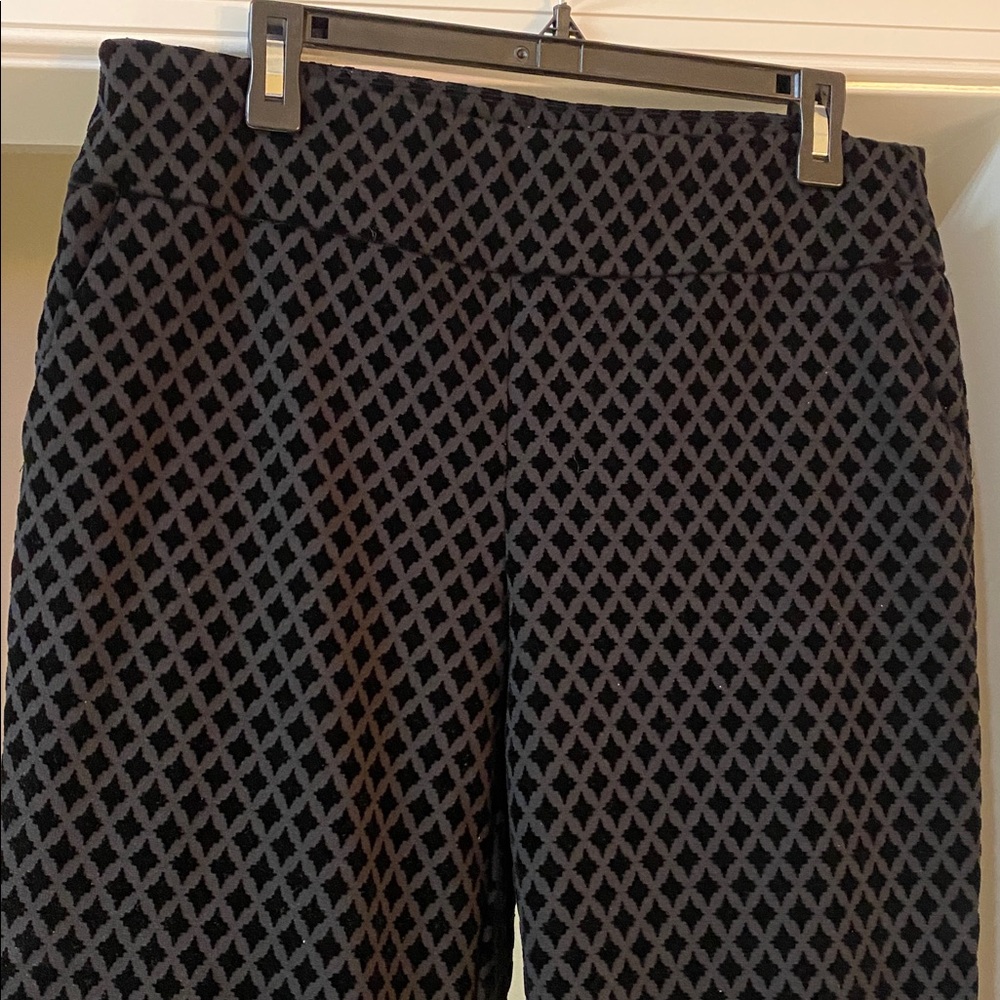 Crown & Ivy Camden-fit Ankle Pant Black & Grey Geometric Pattern Size 12